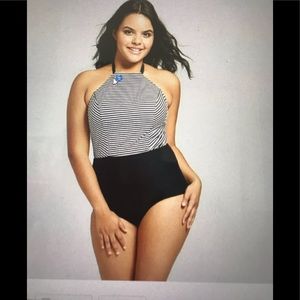 Gorgeous See angel striped high neck swimsuit